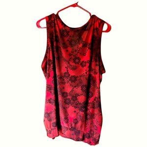 Fashion Bug Women's Size 1X Red & Black Collar Beaded Tank Coquette Office Wear